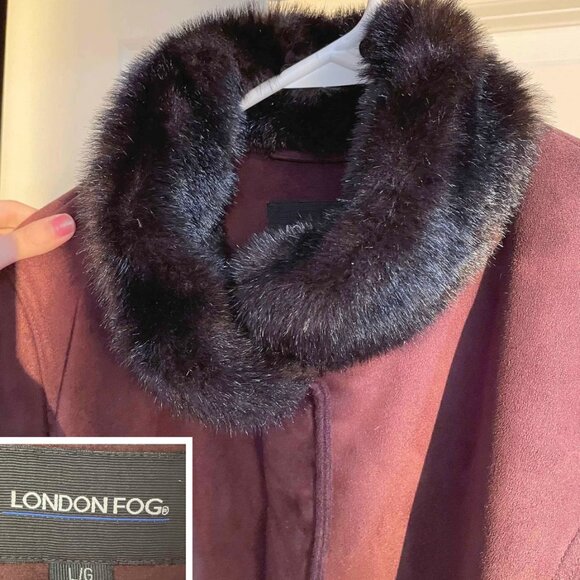 Vintage London Fog Faux Fur Trim Coat - Size L - Picture 6 of 8
